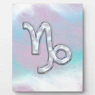 Capricorn Zodiac Symbol auf der Mutter der Perle D Fotoplatte