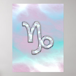 Capricorn Zodiac Symbol auf der Mutter der Perle D Poster