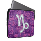 Capricorn Zodiac Symbol auf rosa Camouflage Laptopschutzhülle (Vorne Rechts)