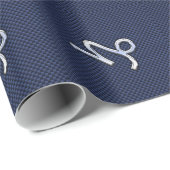 Capricorn Zodiac Symbol Blue Carbon Fiber Style Geschenkpapier (Rolleneckpunkt)