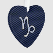 Capricorn Zodiac Symbol Blue Carbon Fiber Style Ornament (Vorderseite)