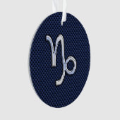 Capricorn Zodiac Symbol Blue Carbon Fiber Style Ornament (Vorderseite)