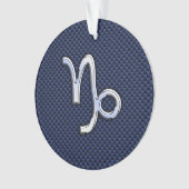 Capricorn Zodiac Symbol Blue Carbon Fiber Style Ornament (Vorderseite)