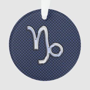 Capricorn Zodiac Symbol Blue Carbon Fiber Style Ornament