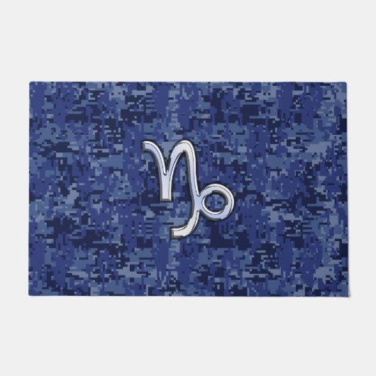 Capricorn Zodiac Symbol Blue Digital Camouflage Fußmatte (Vorderseite)