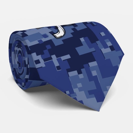 Capricorn Zodiac Symbol Blue Digital Camouflage Krawatte (Gerollt)