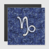 Capricorn Zodiac Symbol Blue Digital Camouflage Magnetkarte (Vorne/Hinten)