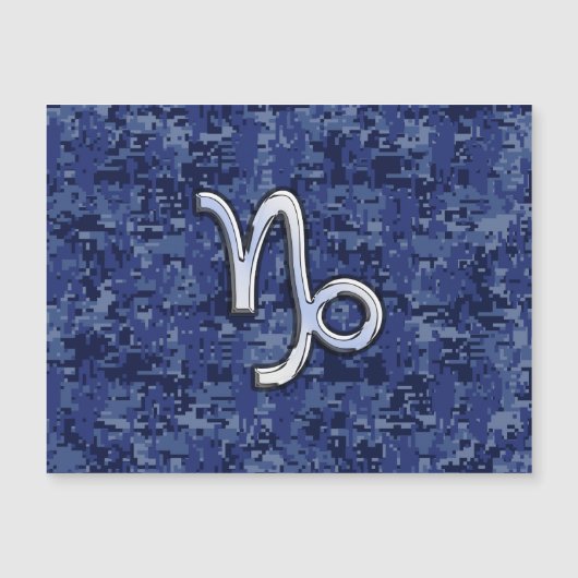 Capricorn Zodiac Symbol Blue Digital Camouflage Magnetkarte (Vorderseite)