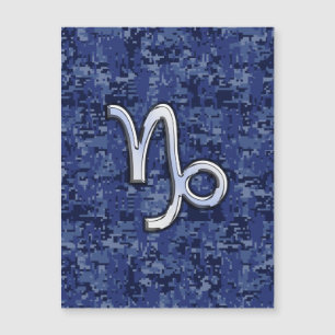 Capricorn Zodiac Symbol Blue Digital Camouflage Magnetkarte