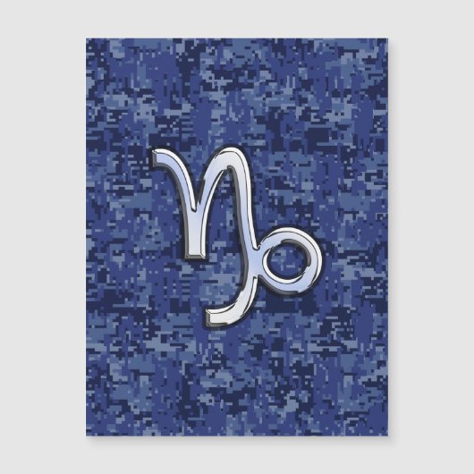 Capricorn Zodiac Symbol Blue Digital Camouflage Magnetkarte (Vorderseite)