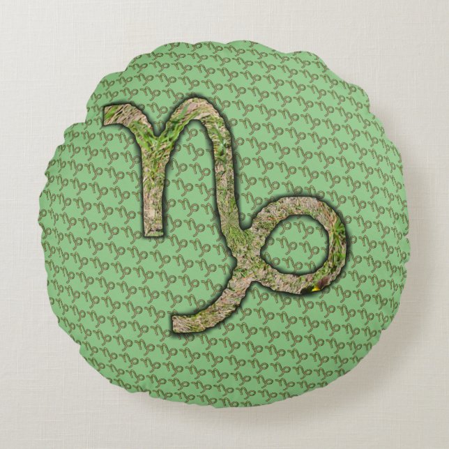 Capricorn Zodiac Symbol Element von K Yoncich Rundes Kissen (Vorderseite)