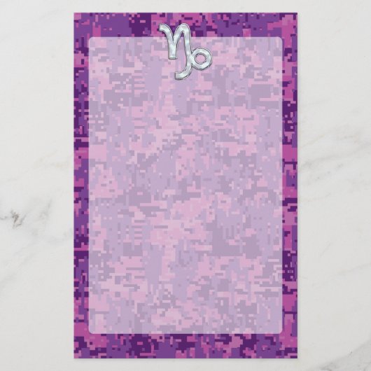 Capricorn Zodiac Symbol Fuchsia Digital Camouflage Briefpapier (Vorderseite)