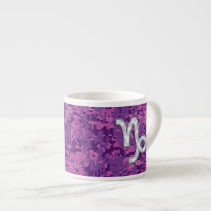 Capricorn Zodiac Symbol Fuchsia Digital Camouflage Espressotasse