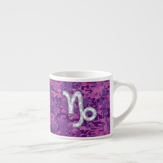 Capricorn Zodiac Symbol Fuchsia Digital Camouflage Espressotasse (Rechts)