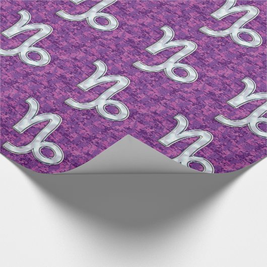 Capricorn Zodiac Symbol Fuchsia Digital Camouflage Geschenkpapier (Ecke)