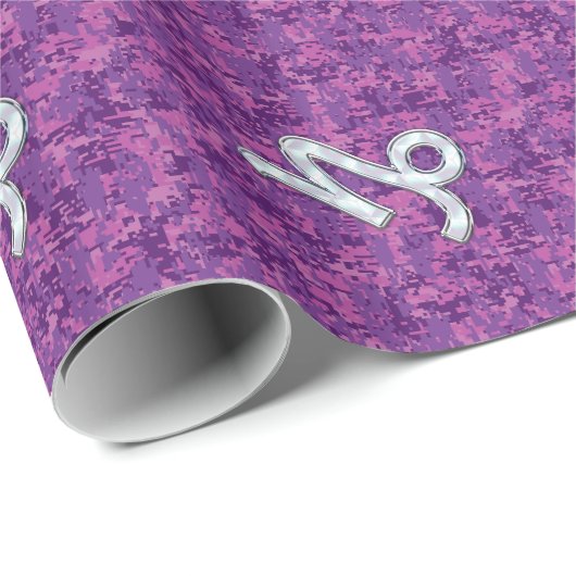 Capricorn Zodiac Symbol Fuchsia Digital Camouflage Geschenkpapier (Rolleneckpunkt)