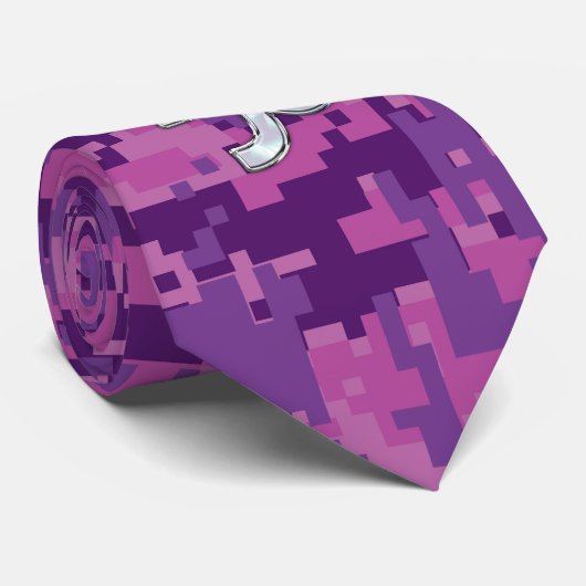 Capricorn Zodiac Symbol Fuchsia Digital Camouflage Krawatte (Gerollt)