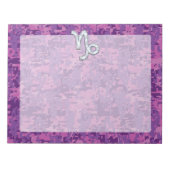 Capricorn Zodiac Symbol Fuchsia Digital Camouflage Notizblock (Vorderseite)