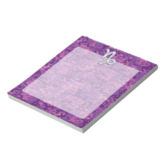 Capricorn Zodiac Symbol Fuchsia Digital Camouflage Notizblock (Rotiert)