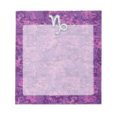 Capricorn Zodiac Symbol Fuchsia Digital Camouflage Notizblock (Vorderseite)
