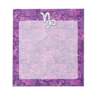 Capricorn Zodiac Symbol Fuchsia Digital Camouflage Notizblock