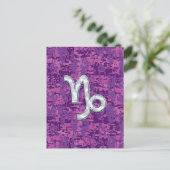 Capricorn Zodiac Symbol Fuchsia Digital Camouflage Postkarte (Stehend Vorderseite)
