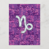 Capricorn Zodiac Symbol Fuchsia Digital Camouflage Postkarte (Vorderseite)