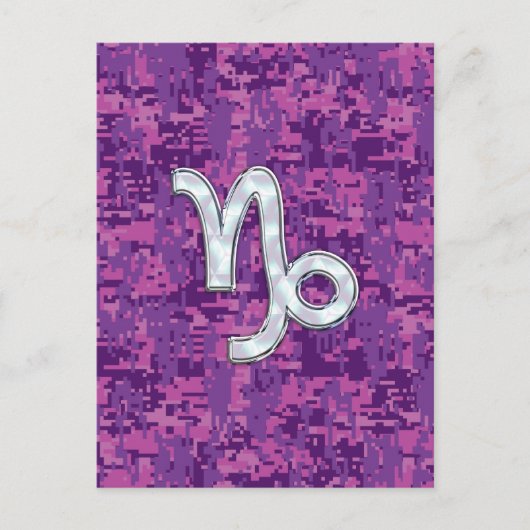 Capricorn Zodiac Symbol Fuchsia Digital Camouflage Postkarte (Vorderseite)