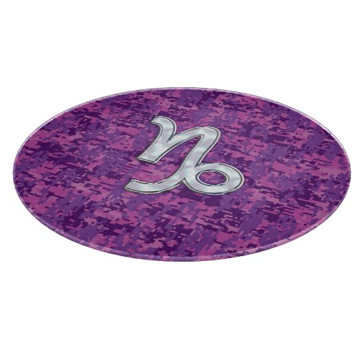 Capricorn Zodiac Symbol Fuchsia Digital Camouflage Schneidebrett (Ecke)