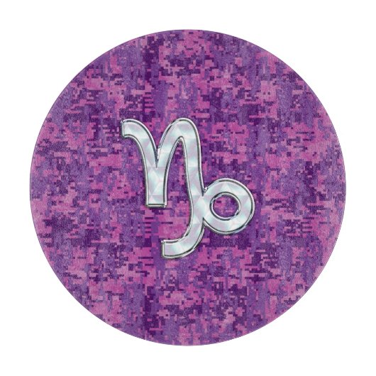 Capricorn Zodiac Symbol Fuchsia Digital Camouflage Schneidebrett (Vorderseite)