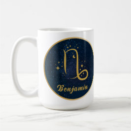 Capricorn Zodiac-Symbol goldblau personalisiert Kaffeetasse
