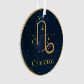 Capricorn Zodiac-Symbol goldblau personalisiert Ornament (Vorderseite)