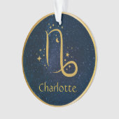 Capricorn Zodiac-Symbol goldblau personalisiert Ornament (Vorderseite)