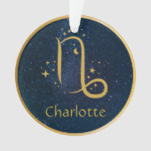 Capricorn Zodiac-Symbol goldblau personalisiert Ornament (Vorderseite)