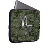 Capricorn Zodiac Symbol Green Digital Camouflage Laptopschutzhülle (Vorne Rechts)