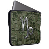 Capricorn Zodiac Symbol Green Digital Camouflage Laptopschutzhülle (Vorne Rechts)