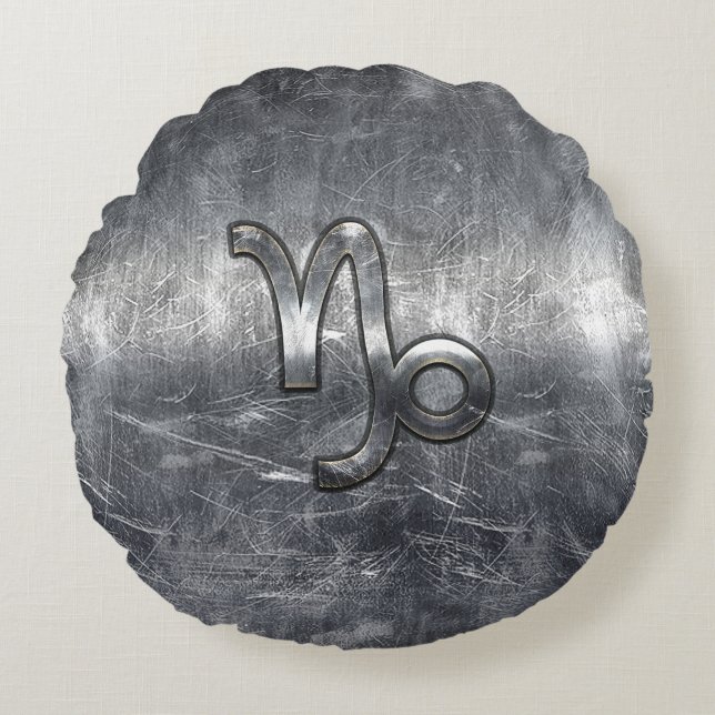 Capricorn Zodiac Symbol Grunge Not Style Rundes Kissen (Vorderseite)