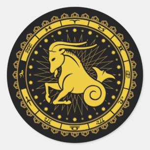 Capricorn - Zodiac - Symbol - Horoskop Runder Aufkleber