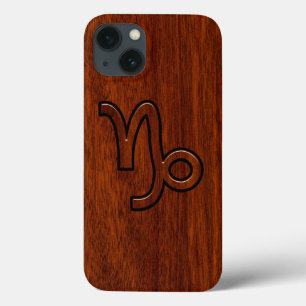 Capricorn Zodiac-Symbol im Holzkörnerstil Case-Mate iPhone Hülle