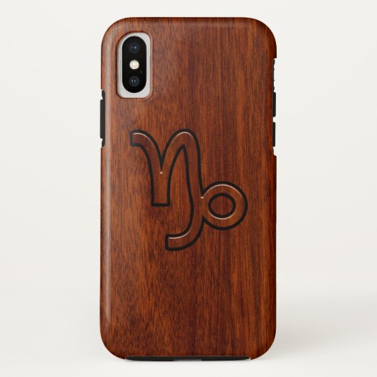 Capricorn Zodiac-Symbol im Holzkörnerstil Case-Mate iPhone Hülle (Rückseite)