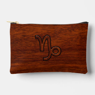 Capricorn Zodiac-Symbol im Holzkörnerstil Zubehörtasche