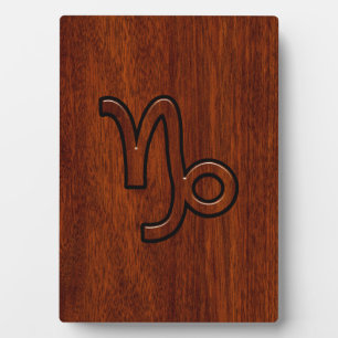 Capricorn Zodiac-Symbol im Mahagoni-Holzstil Fotoplatte