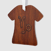 Capricorn Zodiac-Symbol im Mahagoni-Holzstil Ornament (Vorderseite)