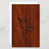 Capricorn Zodiac-Symbol im Mahagoni-Stil drucken Briefpapier (Vorne/Hinten)