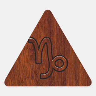 Capricorn Zodiac Symbol in Mahogany Brown Dreieckiger Aufkleber