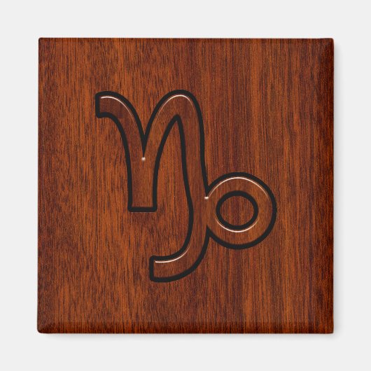 Capricorn Zodiac Symbol in Mahogany Brown Magnet (Vorne)