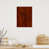 Capricorn Zodiac Symbol in Mahogany Brown Poster (Küche)