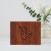 Capricorn Zodiac Symbol in Mahogany Brown Postkarte (Stehend Vorderseite)