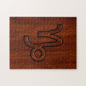 Capricorn Zodiac Symbol in Mahogany Brown Puzzle (Horizontal)