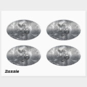 Capricorn Zodiac Symbol Industrial Style Ovaler Aufkleber (Blatt)